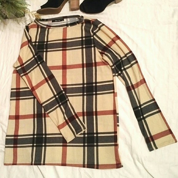 HP♥Ten 6 Ten Crewneck L/S Plaid Top - ONLY XL LEFT - Picture 3 of 6
